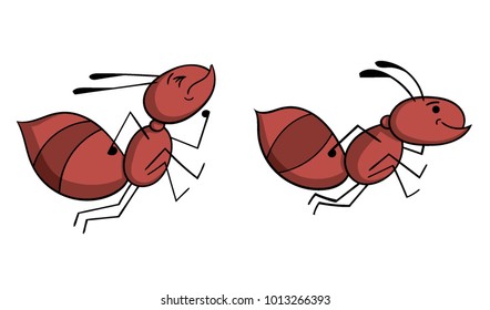 Two cartoon ants running