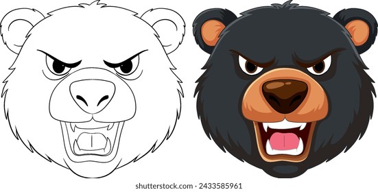 Two cartoon bears with fierce expressions.