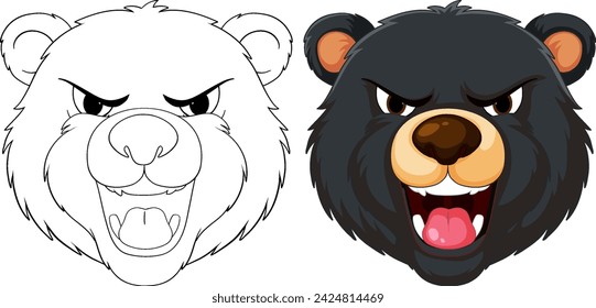 Two cartoon bears showing aggressive expressions.