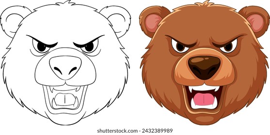 Two cartoon bears showing aggressive expressions.