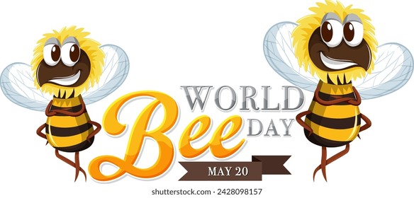 Two cartoon bees celebrating World Bee Day