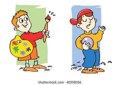 Dos chicos de caricatura