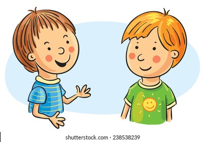 Two Cartoon Boys Talking