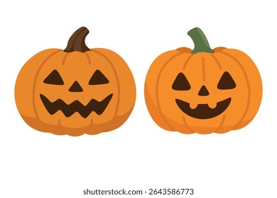 Two cartoon brooms in flat style. Halloween vector illustration on white background with spooky theme.