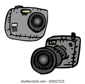 Two cartoon cams