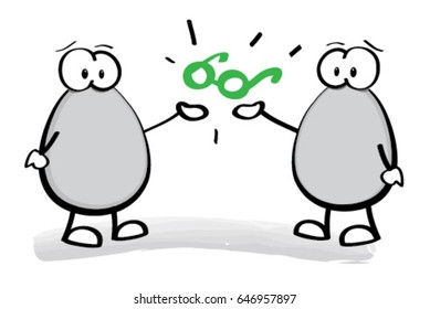 two cartoon characters exchanging perspectives