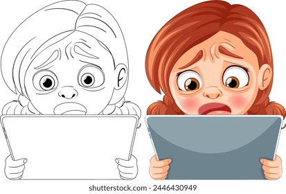 Two cartoon characters reacting with shock and worry.