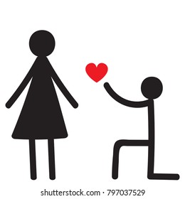 Two cartoon characters with red hearts on a white background