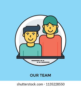 
Two cartoon characters with smiling faces and opposite genders compositing a team as whole
