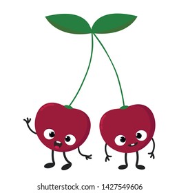 two cartoon cherry vector illustration 
