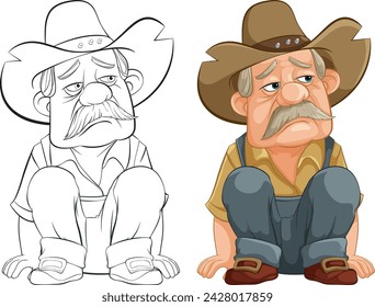 Two cartoon cowboys looking disappointed and upset.