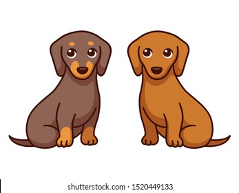 Two Cartoon Dachshunds Black Brown Couple Stock Vector Royalty Free 1520449133