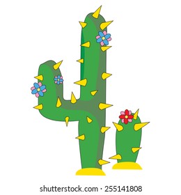 Two Cartoon Desert Cactus.