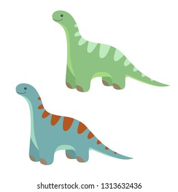 Two cartoon dinosaurs in different colors. Vector illustration.