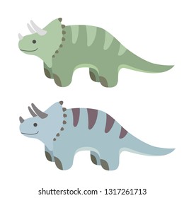 Two cartoon dinosaurs in different colors. Vector illustration.