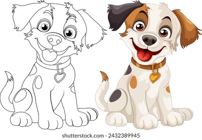 Dos perros de dibujos animados con expresiones felices.