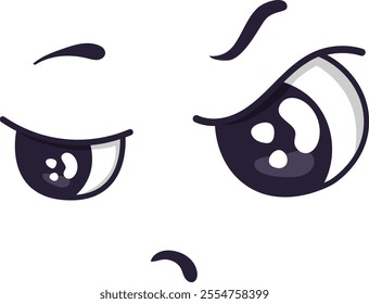 Two cartoon eyes are expressing different feelings, one winking and looking playful, while the other shows sadness with a raised eyebrow and a slightly downturned mouth