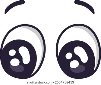 Two cartoon eyes are expressing surprise with raised eyebrows, creating a funny and expressive facial expression suitable for various design projects