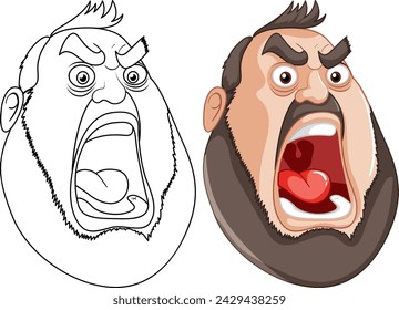 Two cartoon faces with exaggerated angry expressions