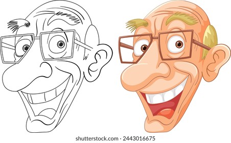 Two cartoon faces showing contrasting emotions.
