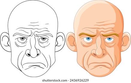 Two cartoon faces showing different emotions
