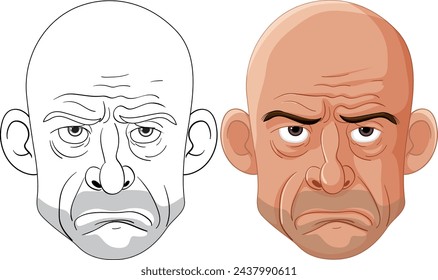 Two cartoon faces showing different expressions.