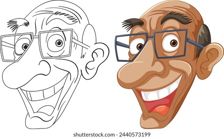 Two cartoon faces showing different expressions.