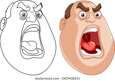 Two cartoon faces showing intense emotions