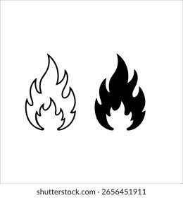 Icono de fuego de dos dibujos animados sobre fondo blanco