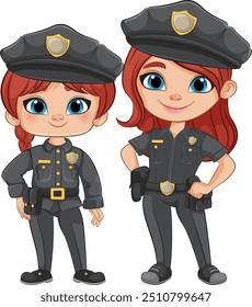 Duas garotas vestidas de policiais