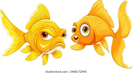 Two cartoon goldfish with expressive faces