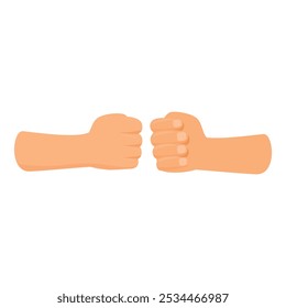 Two cartoon hands making a fist bump gesture, a symbol of friendship, support, greeting or celebration