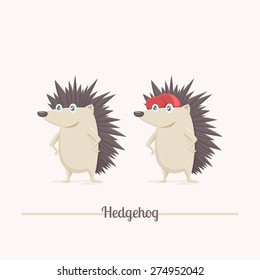 Two cartoon hedgehog one of which is a cap on a white background