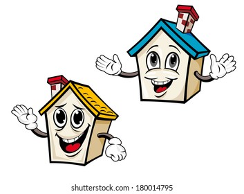 Two cartoon houses for real estate design. Vector illustration