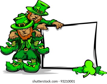 Two Cartoon Leprechauns on St Patricks Day Holiday Vector Illustration