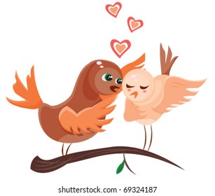 two cartoon love birds expressing their feelings