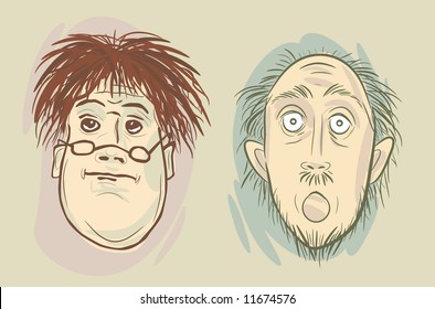 two cartoon men's heads