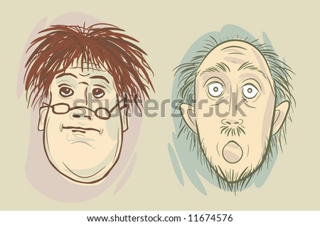 two cartoon men's heads