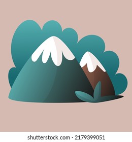 Two cartoon mountains vector illustration