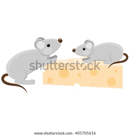 Two cartoon mouses with a piece of cheese
