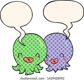 two cartoon octopi  with speech bubble in comic book style