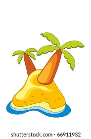two cartoon palm and water