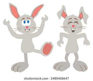 Two cartoon party rabbits are getting their moves on