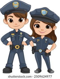 Two cartoon police officers in uniform