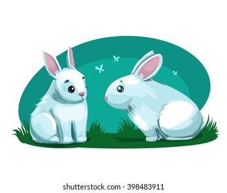 Two cartoon rabbit. Vector