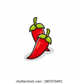 two cartoon of red chili illustration design vector