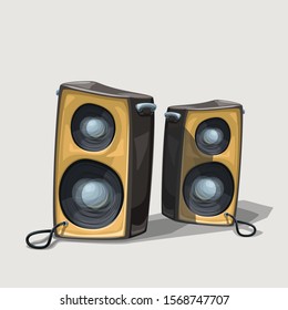 two cartoon speakers on white background