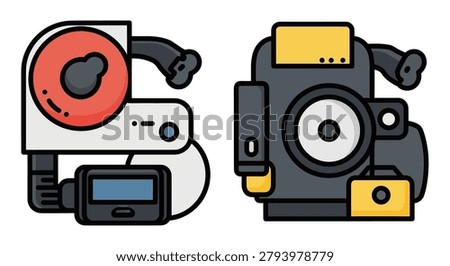 Two cartoon style cameras compared