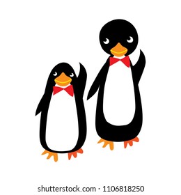 Two cartoon style penguins. Vector