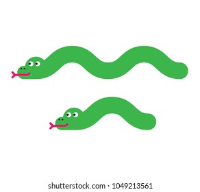 Two cartoon style snakes. Mother and baby.